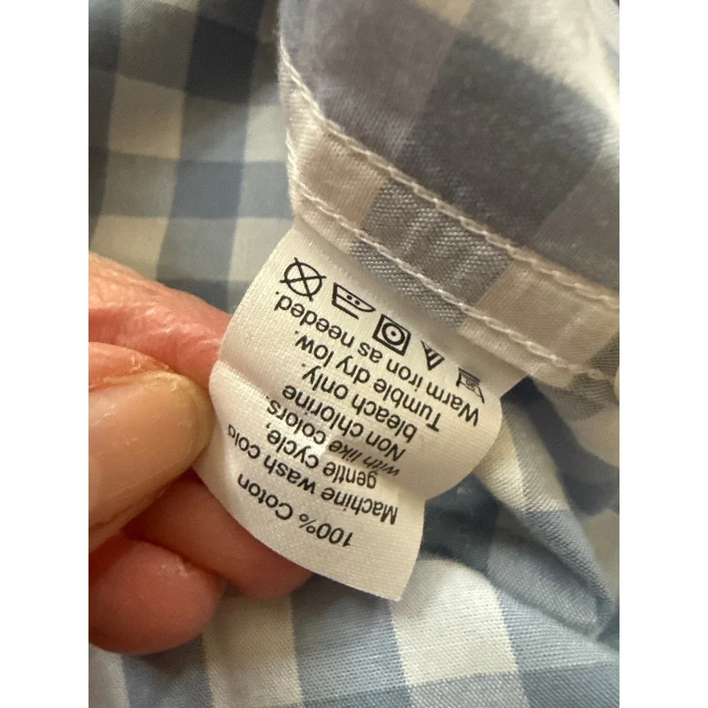 J Crew Slim Fit Blue White Gingham‎ Check Button Down Shirt Men's Size Large